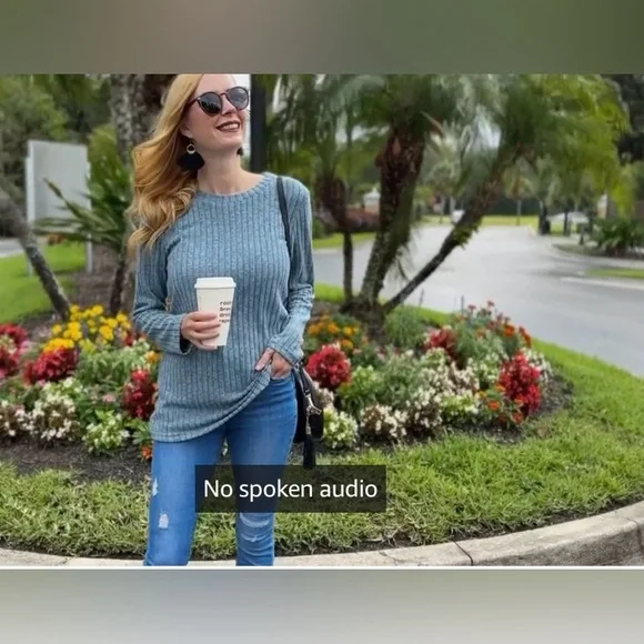 Green Ribbed Long Sleeve Tunic Top Crew Neck Casual Sweater. - Picture 3 of 6